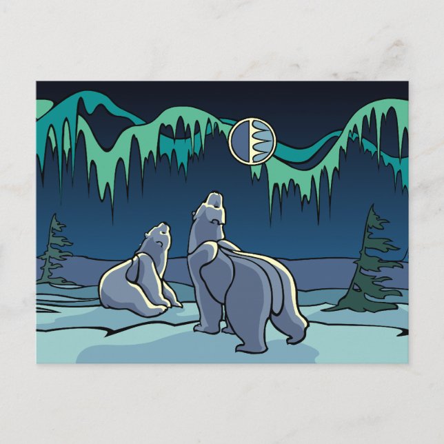 Cartão Postal Cartazes Postais de Arte do Urso Nativo do Polar (Frente)