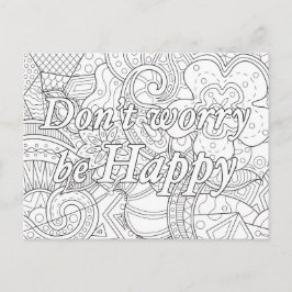 Cartão Postal Carte à colorier mandala don't worry be happy