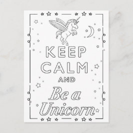 Cartão Postal Carte à colorier mandala licorne