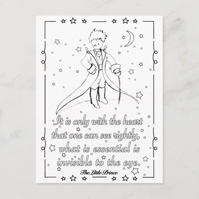 Cartão Postal Carte à colorier Petit Prince (Frente)