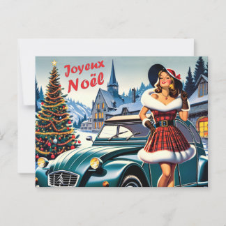 Cartão Postal carte de voeux vin joyeux noël citroën 2CV 