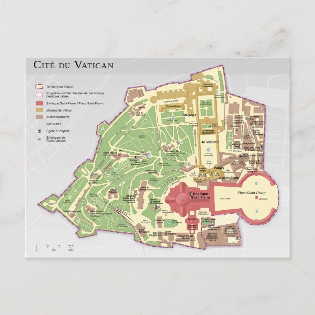 Cartão Postal Carte du Cité du Vaticano Diagrama (Frente)