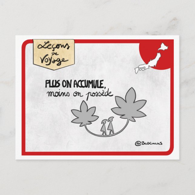 Cartão Postal Carte Leçons de viagem: Minimalisme japonal (Frente)