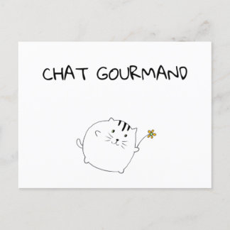 Cartão Postal Carte Postale Chat Gourmand