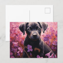 Carte Postale Chien Épanoui dans les Fleurs