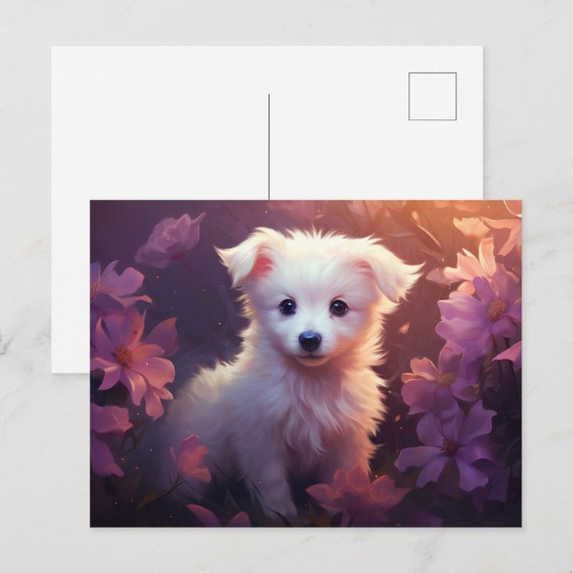 Cartão Postal Carte postale Chien Fleur 3 (Frente/Verso)