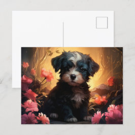 Cartão Postal Carte Postale Chien Parfumé aux Fleurs