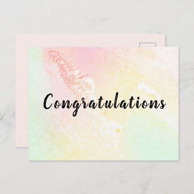 Cartão Postal Carte postale Congratulations Aquarelle Pastel (Frente/Verso)