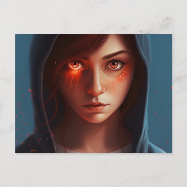 Cartão Postal Carte postale fille super heros (Frente)