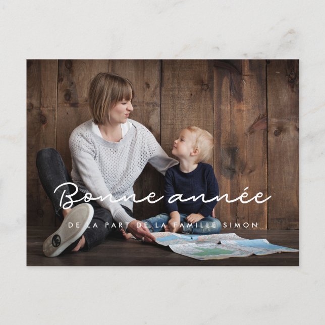 Cartão Postal Carte postale foto personalizável Bonne année (Frente)