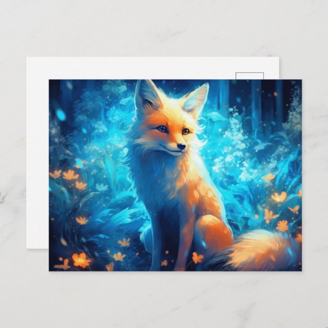 Cartão Postal Carte Postale fox lumière bleue (Frente/Verso)