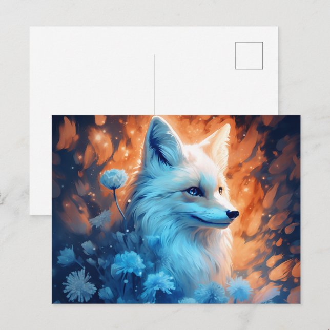 Cartão Postal Carte Postale fox lumière bleue (Frente/Verso)