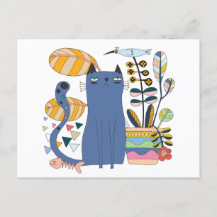 Cartão Postal Carte postale "Gato e ave lindos" Semi brillant