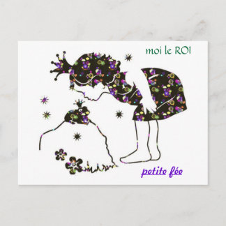 Cartão Postal Carte postale jolie petite fée grenouille