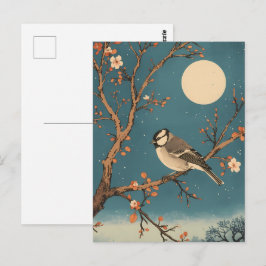 Cartão Postal Carte Postale Moonlit Bird on Blossom Branch
