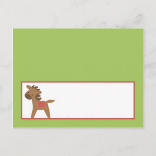 Cartão Postal Carteira de Lugar Escrita Cavalo de Fazenda Vermel