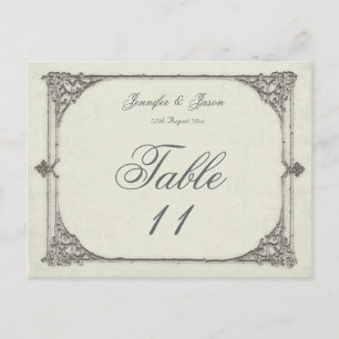 Cartão Postal Carteira de Número de Tabela de Casamento Antiquad