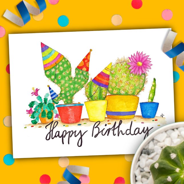 Cartão Postal Carteira postal Cactus Birthday por Nicole Janes (Criador carregado)