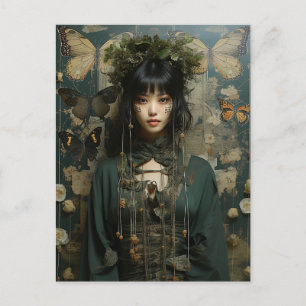 Cartão Postal Carteira postal da mulher borboleta