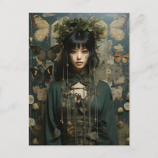 Cartão Postal Carteira postal da mulher borboleta (Frente)