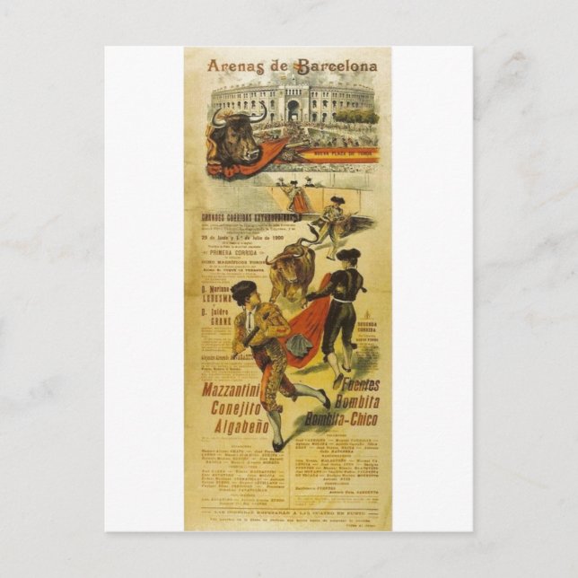 Cartão Postal Cartel Toros Barcelona - Matador de touradas (Frente)