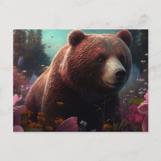 Cartão Postal Cartes Postales bear Fleur (Frente)