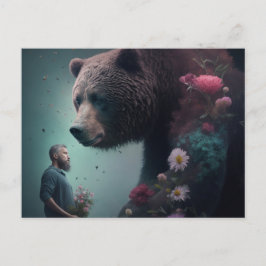 Cartão Postal Cartes Postales bear Fleur