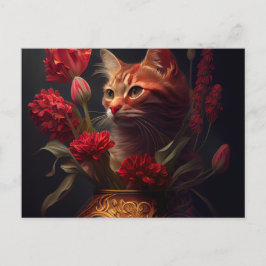 Cartão Postal Cartes Postales Cat Fleur