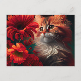 Cartão Postal Cartes Postales Cat Fleur