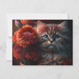 Cartão Postal Cartes Postales Cat Fleur