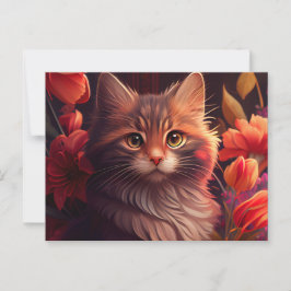 Cartão Postal Cartes Postales Cat Fleur