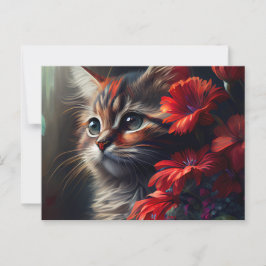 Cartão Postal Cartes Postales Cat Fleur