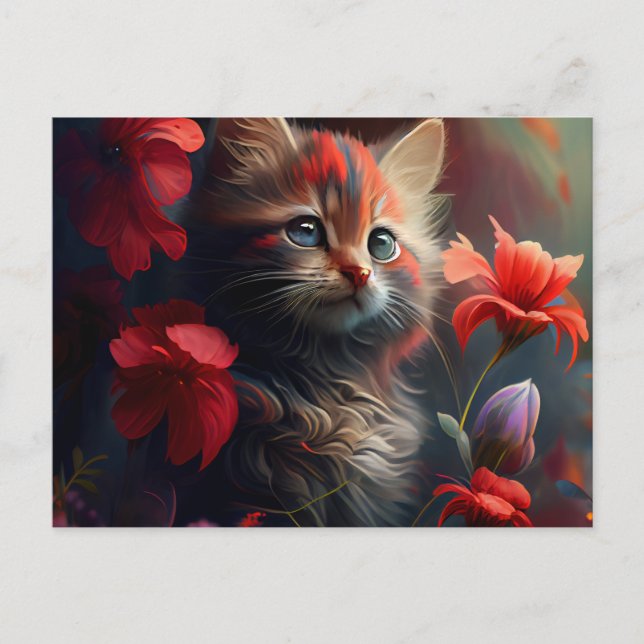 Cartão Postal Cartes Postales Cat Fleur (Frente)