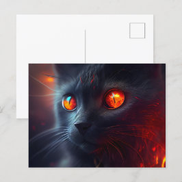 Cartão Postal Cartes Postales Cat rouge