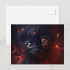 Cartão Postal Cartes Postales Cat rouge