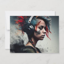 Cartes Postales Fille Ecouteur