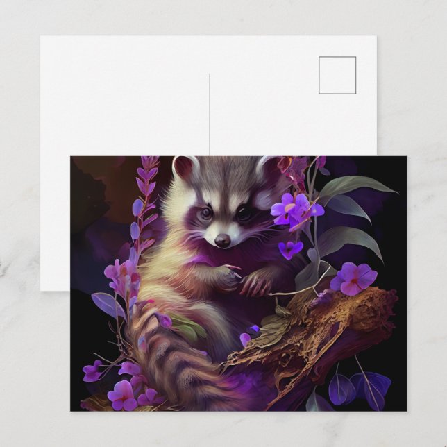 Cartão Postal Cartes Postales Raccoon Mauve (Frente/Verso)