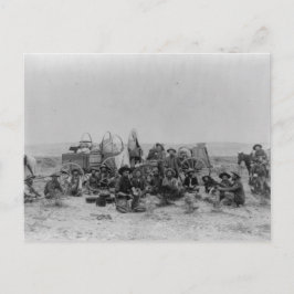 Cartão Postal Cartões-Cowboys Sentados Por Vagões De Abastecimen