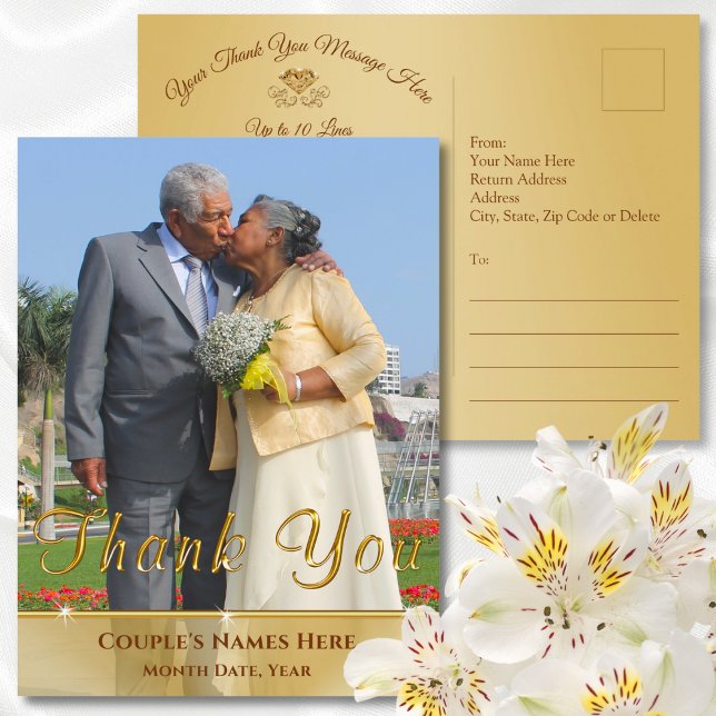 Cartão Postal Cartões-postais de agradecimento de fotos baratos, (Cheap photo thank you postcards for Anniversary, Wedding, Birthday or any occasion. Photo thank yous)