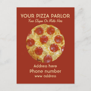 Cartão Postal Cartões-postais de anúncio de pizzaria personaliza