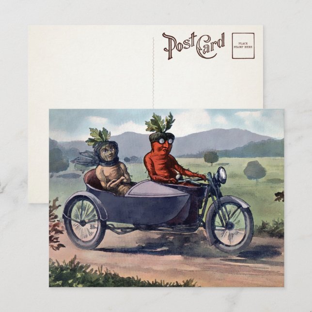 Cartão Postal Cartões-postais de Cenouras Dirigindo Vitorianos  (Frente/Verso)