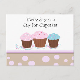 Cartão Postal Cartões-postais de Cupcakes com uma Frase Fofa