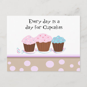 Cartão Postal Cartões-postais de Cupcakes com uma Frase Fofa