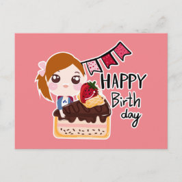 Cartão Postal Cartões-postais de desenho animado fofo de anivers