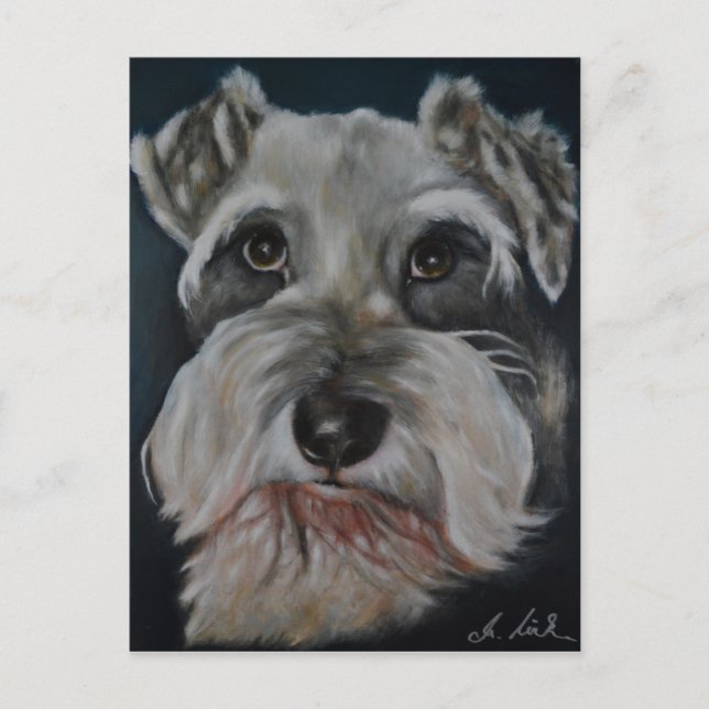 Cartão Postal Cartões-postais de pintura Schnauzer (Frente)