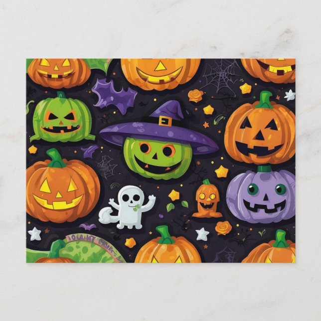 Cartão Postal Cartões-postais do Dia das Bruxas Spooky - Envie D (Frente)