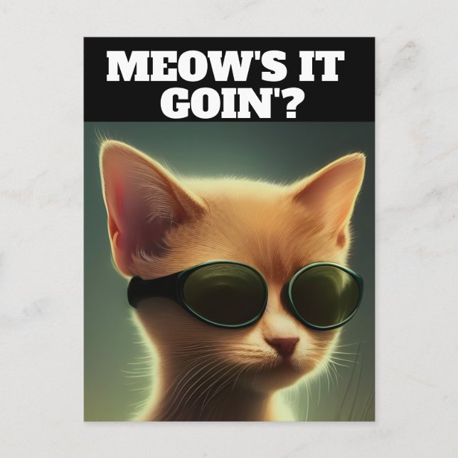 Cartão Postal Cartões-postais GATO DE GENGIBRE ÓCULOS DE SOL ART (Frente)