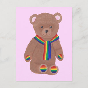 Cartão Postal Cartões-postais orgulho gay Teddy Bear, Rainbow Sc