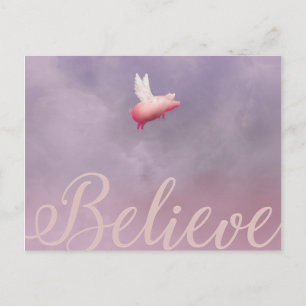 Cartão Postal Cartões-postais Porco Voador-Acredite