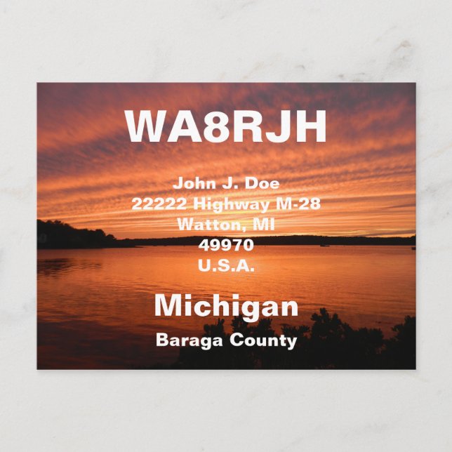 Cartão Postal Cartões-postais QSL Rádio HAM Oculta Linhas de Nuv (Frente)